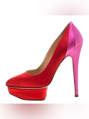 IN BOX! CHARLOTTE OLYMPIA “Masako” Leather/Satin Platform Pumps